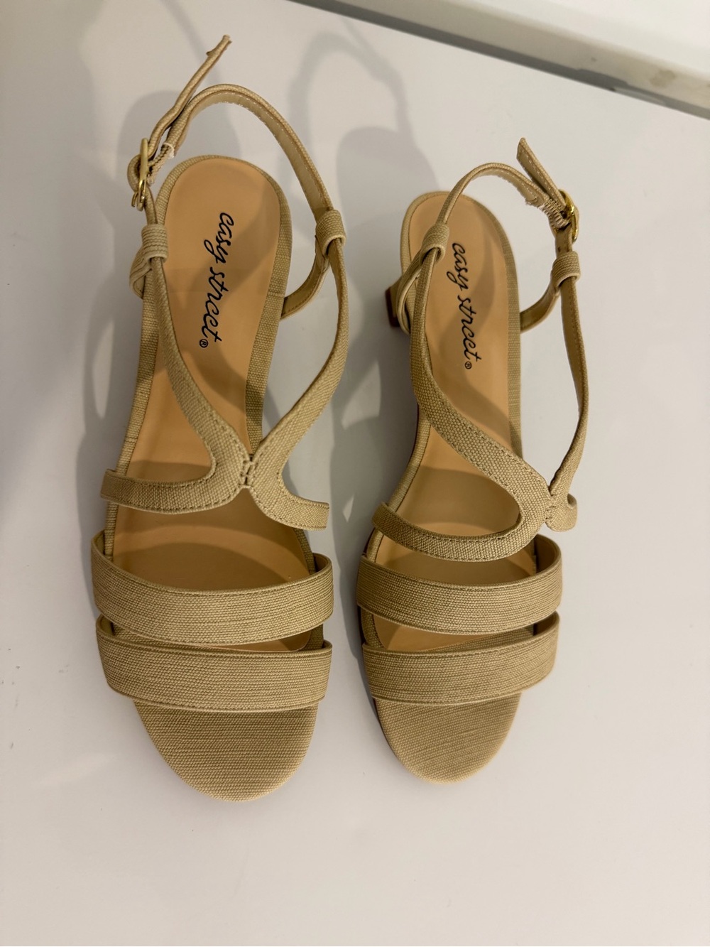 easy street women’s Tan Strappy Slingback Sandals